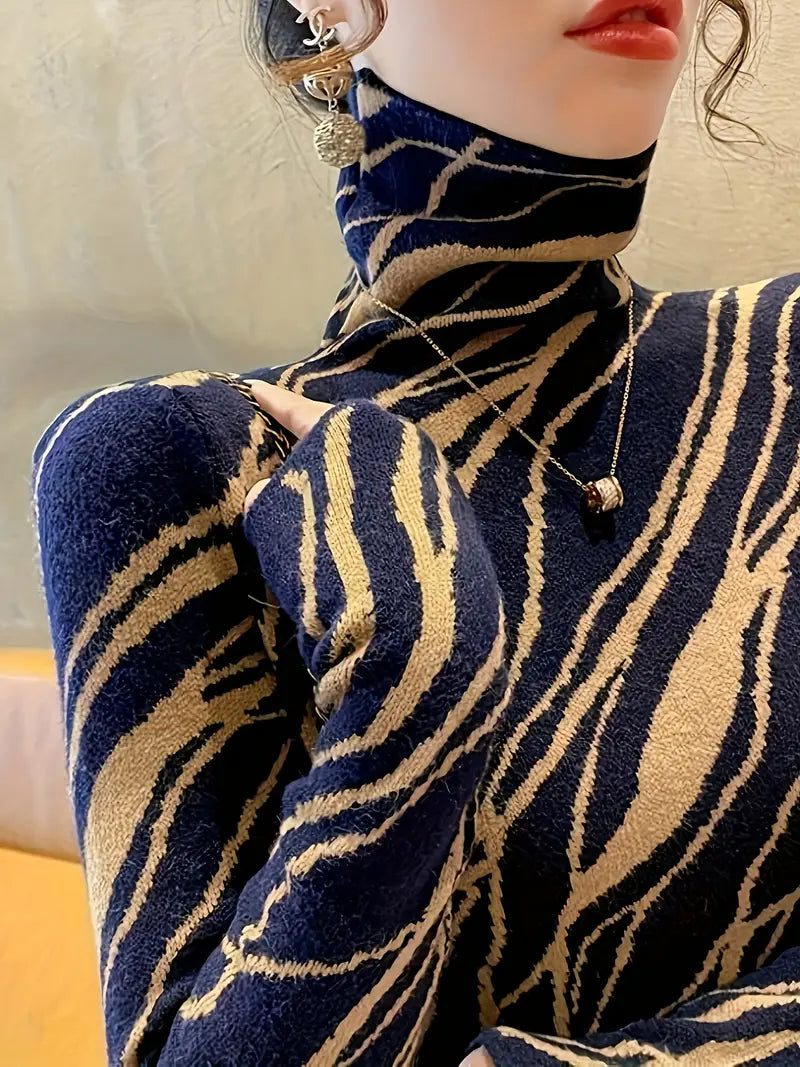 Vivace: Jersey de Cuello Alto con Estampado Elegante