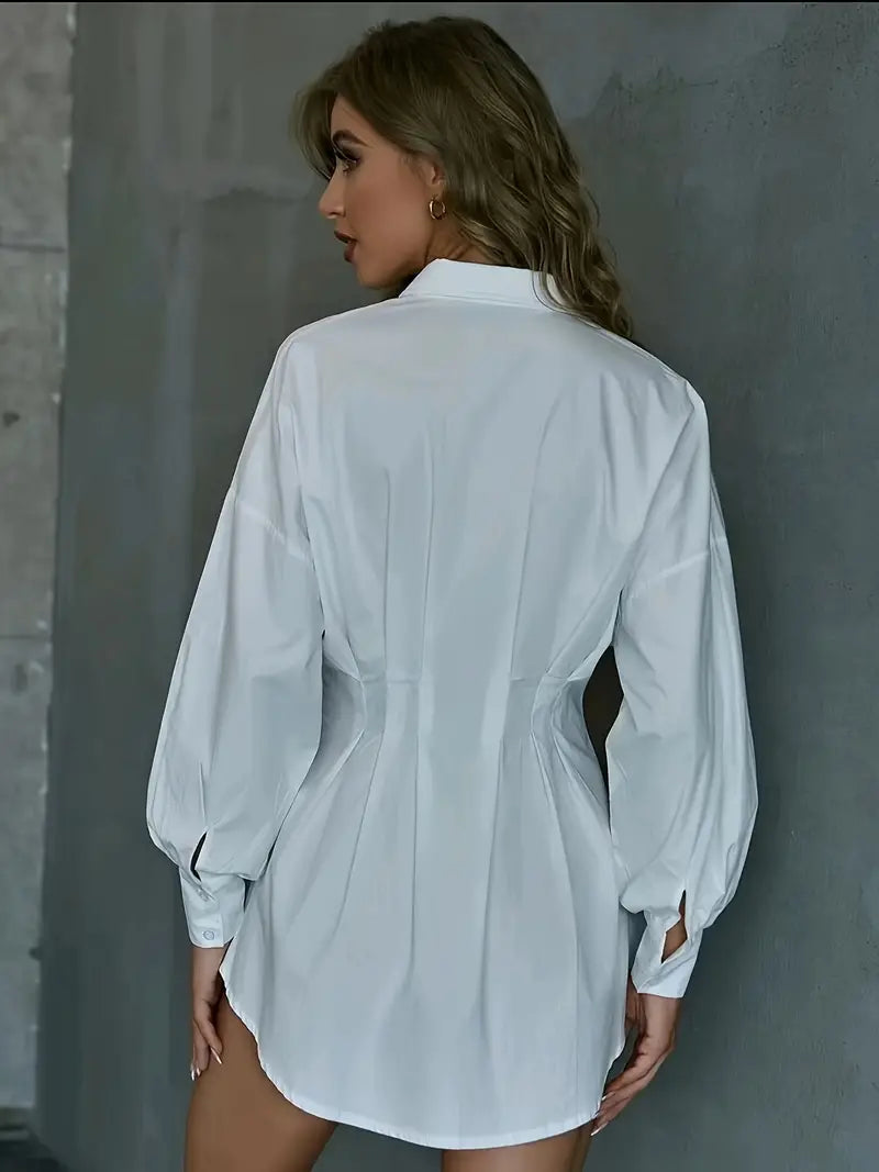 Ravella: Vestido Chic de Manga Larga con Botones