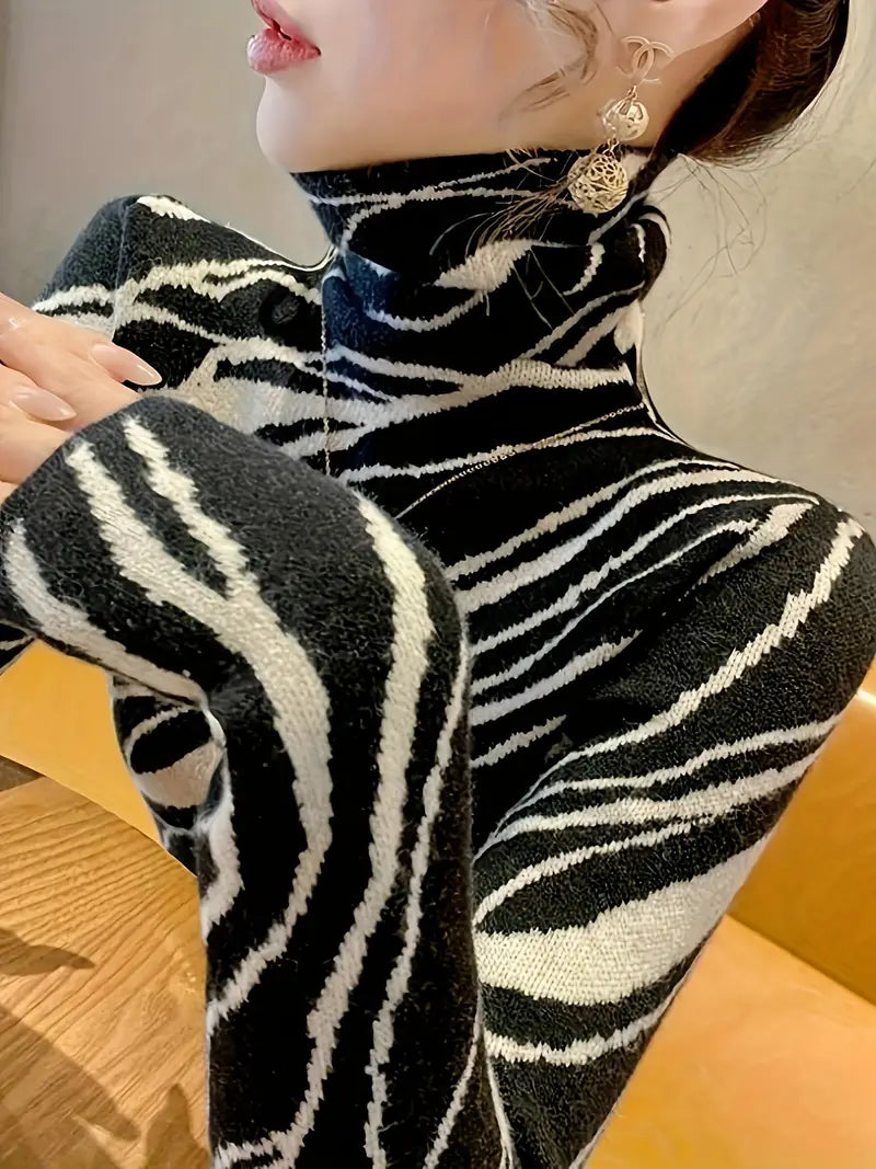 Vivace: Jersey de Cuello Alto con Estampado Elegante