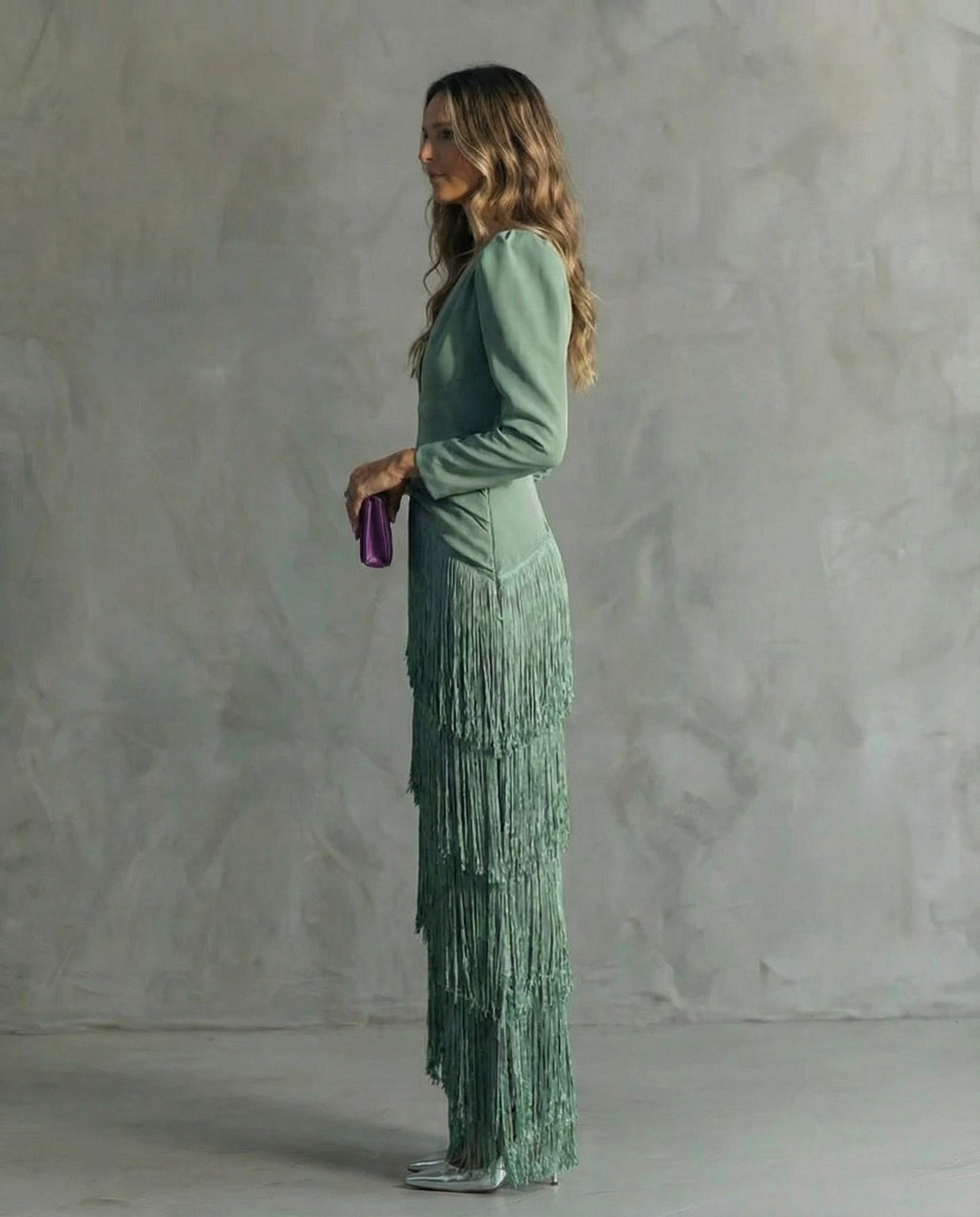 Alessia – Vestido Elegante con Mangas de Flecos