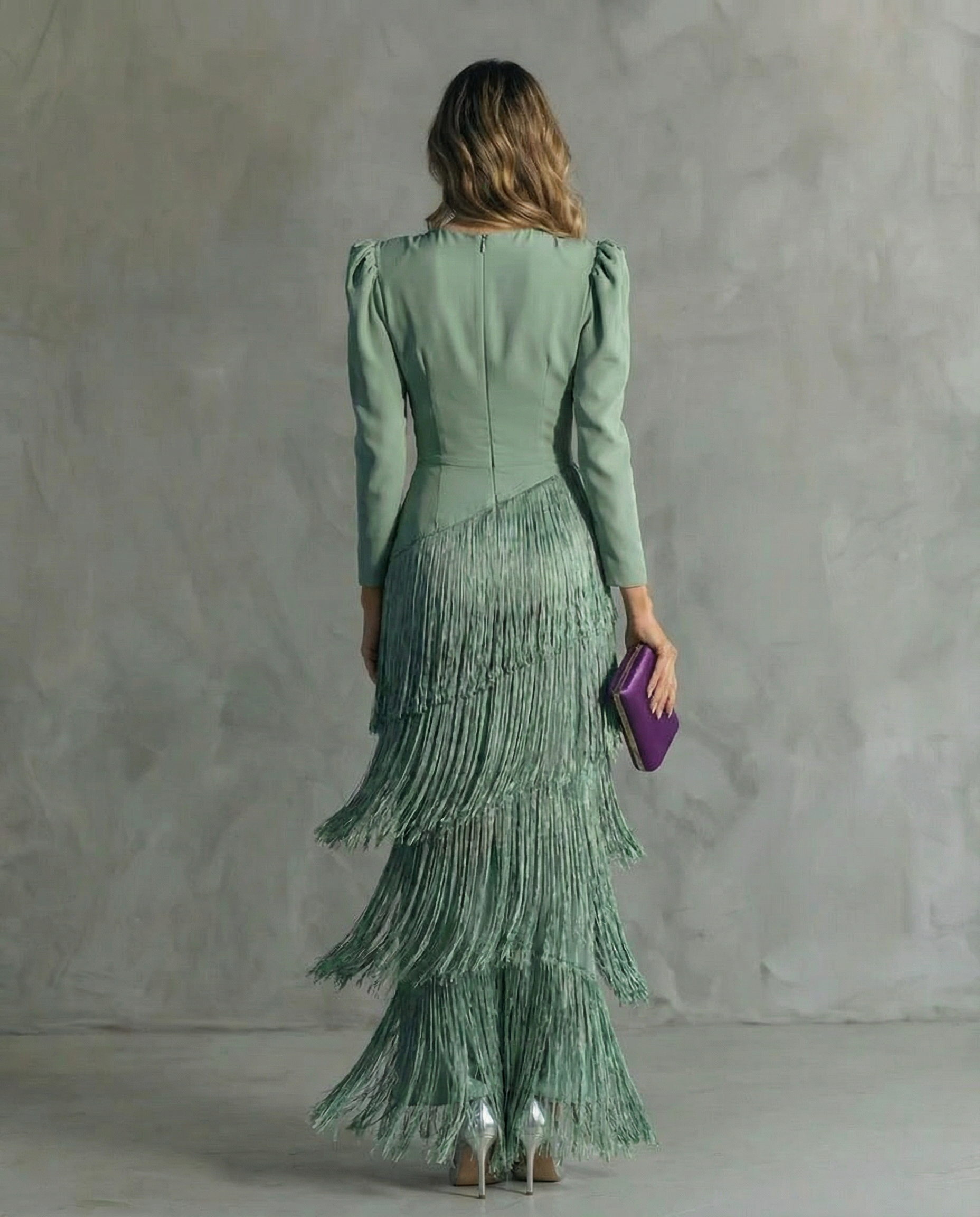 Alessia – Vestido Elegante con Mangas de Flecos